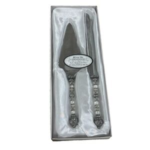 Lillian Rose Beaded Cake Knife & Server Set Interchangeable Beads Wedding NIB